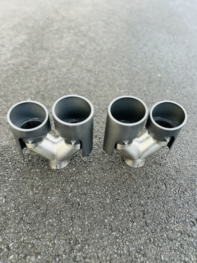 Doppel Endrohre 4 x Oval 240 x 90 Ceramic Beschichtung